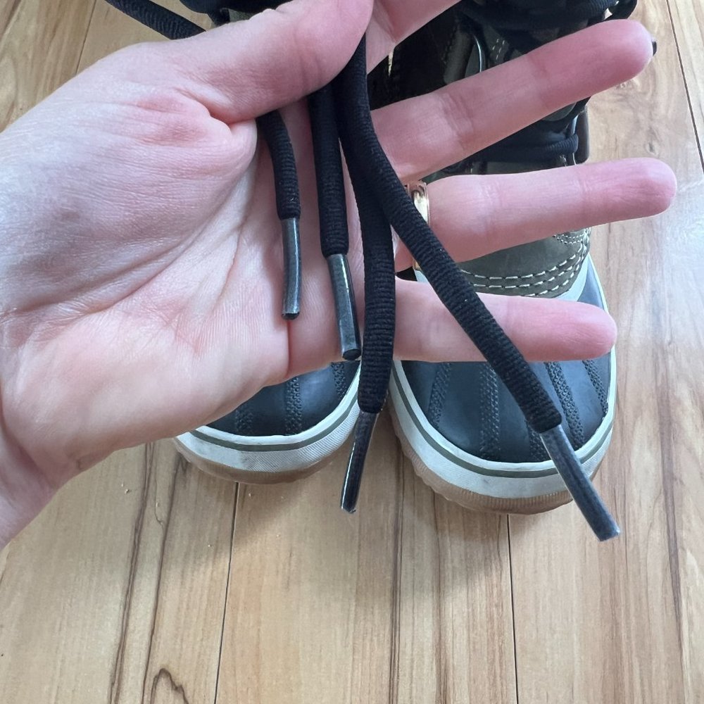 Sorel Boots Joan Of Arctic Green Nori Suede Waterproof Faux Fur Tall Snow Size 6 - Picture 13 of 15